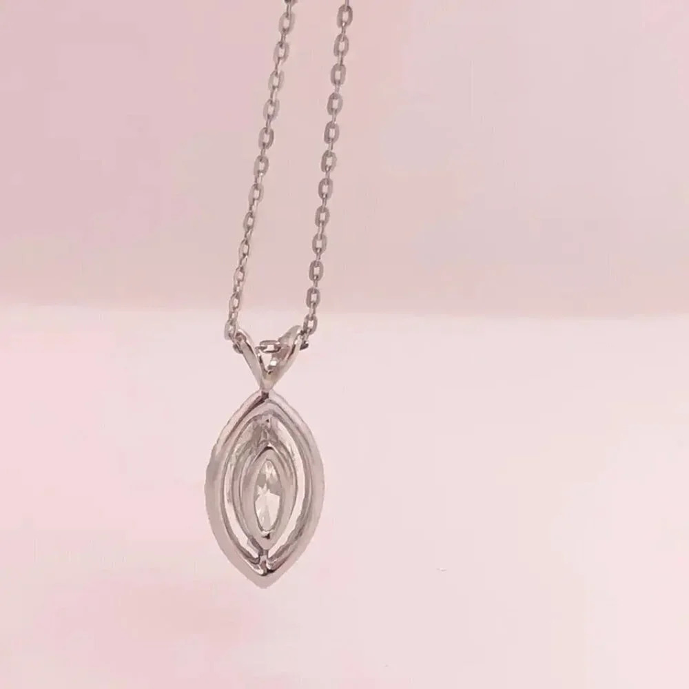 🎁 Exquisite Gifts Marquis CZ Hollow Pendant Necklace for Women, EVGG1073 - Picture 4 of 4